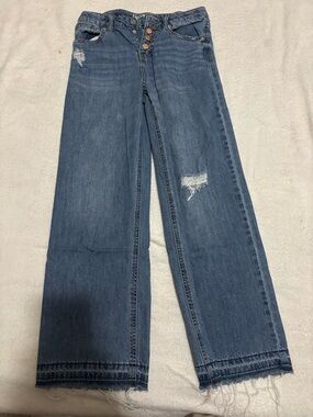 Kids Distressed Wide-Leg Jeans - Blue
